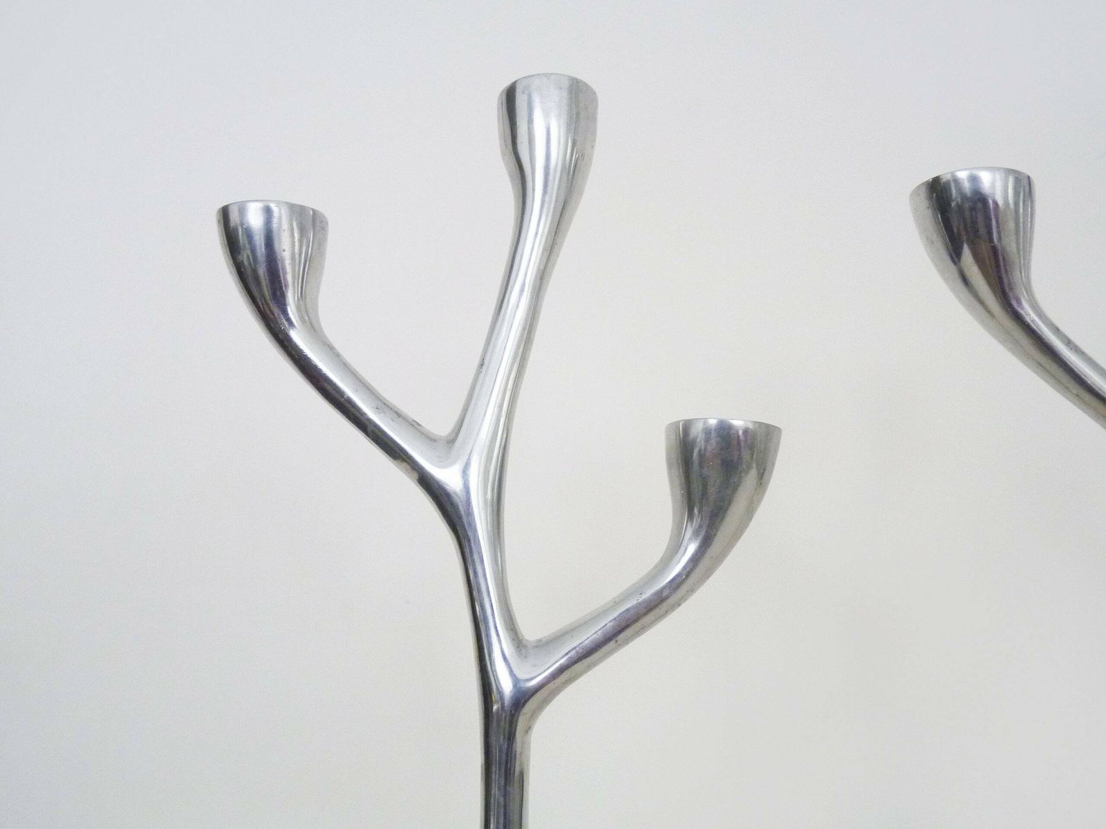 Pair Of Italian Tree Candlesticks In Cast Aluminum From The 80s photo 323.0