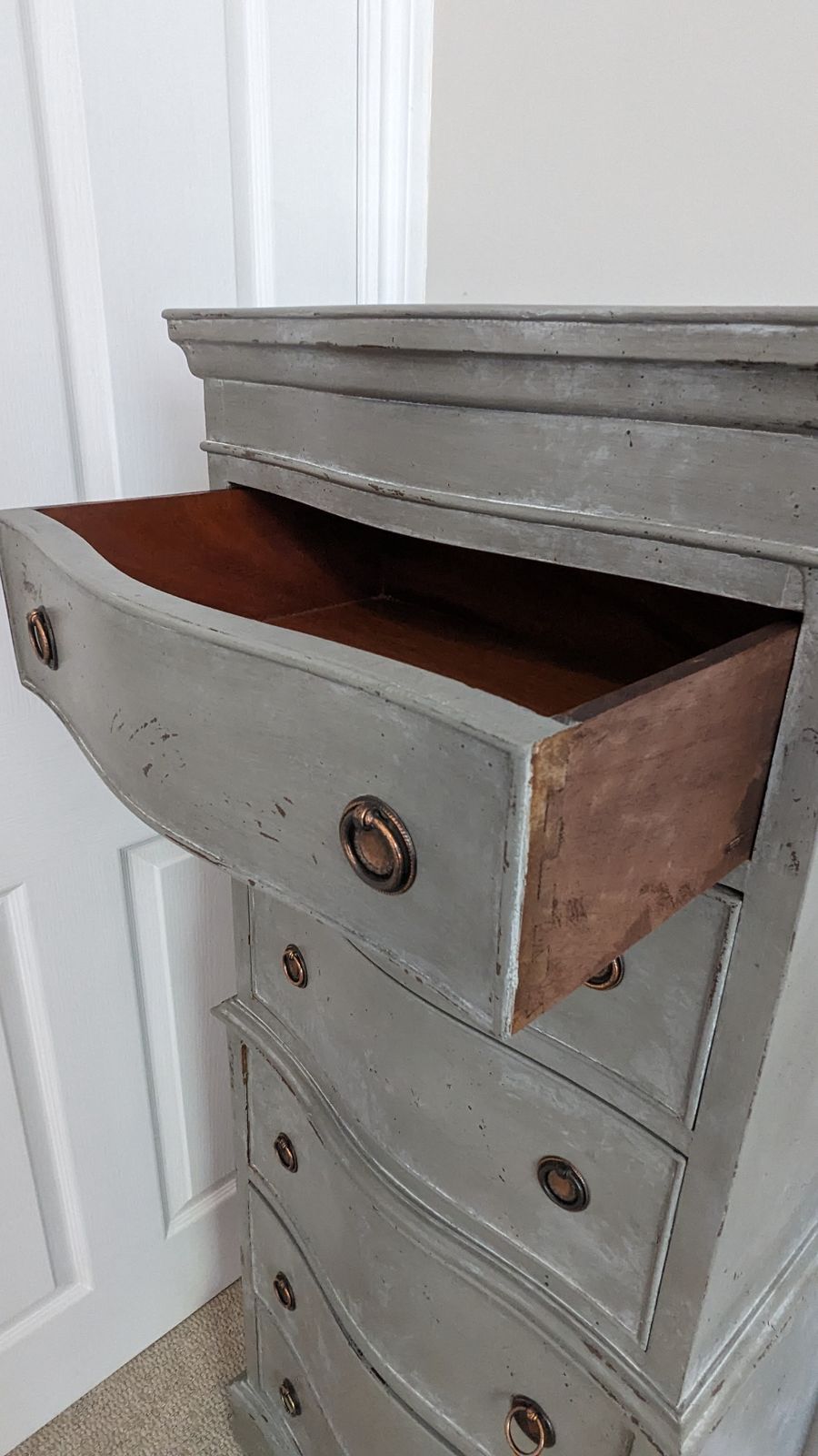 Bow Fronted 6 Drawer Tall Boy Chest Drawers photo Furniture