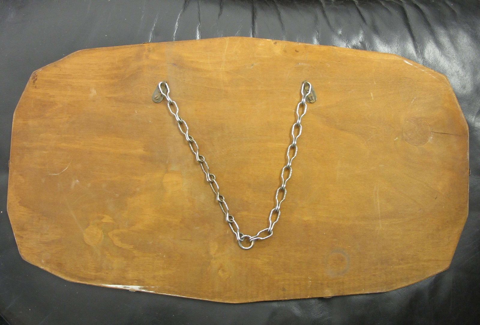 photo for sale Art Deco Mirror. 14 Sided With Fancy Bevelled Edge And Rose Motif. Ready To Hang On Original Visible Chain.