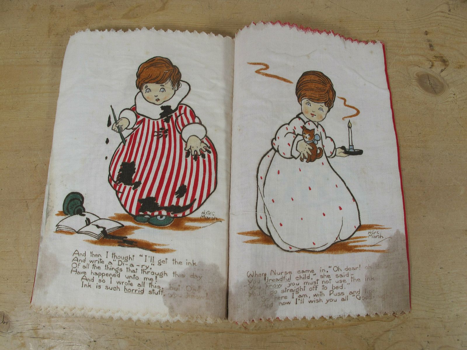 Antique Rag Book Baby's Diary. Deans Rag Books H G C Marsh. Circa 1912 photo vinterior