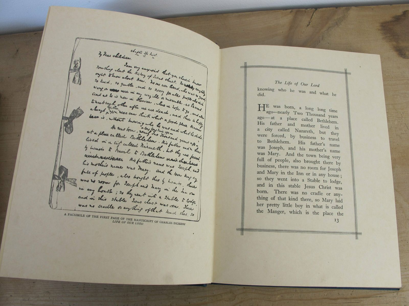 The Life Of Our Lord By Charles Dickens   Written In 1849 Expressly For His Children   First Edition 1934. Original Dust Jacket And Box photo vintage