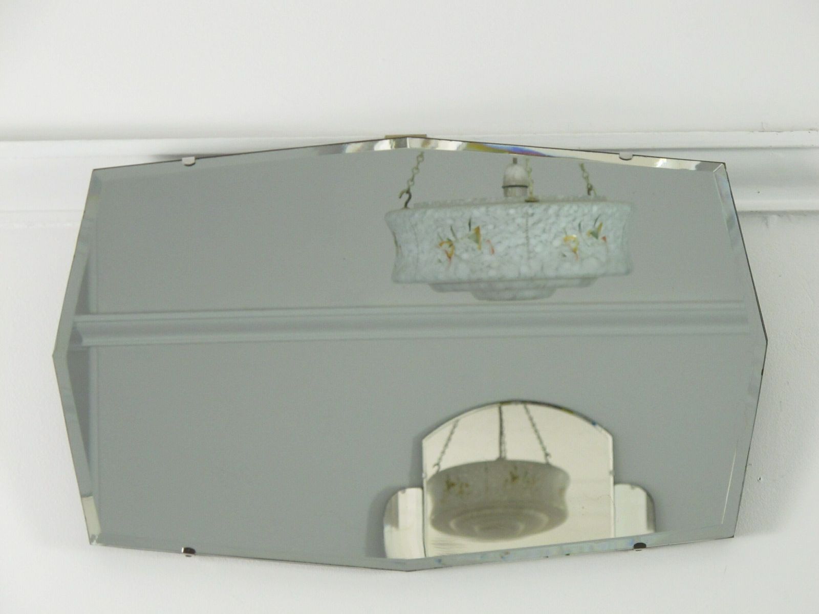 Frameless Art Deco 8 Sided Mirror With Bevelled Edge. Ready To Hang On New Chain. 1950s photo Home Decor