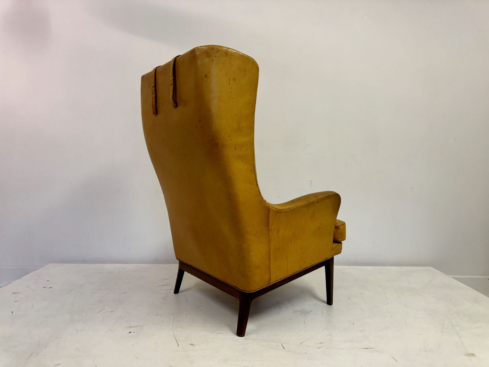 1970s Patinated Leather Wingback Krister Armchair By Arne Norell photo Furniture