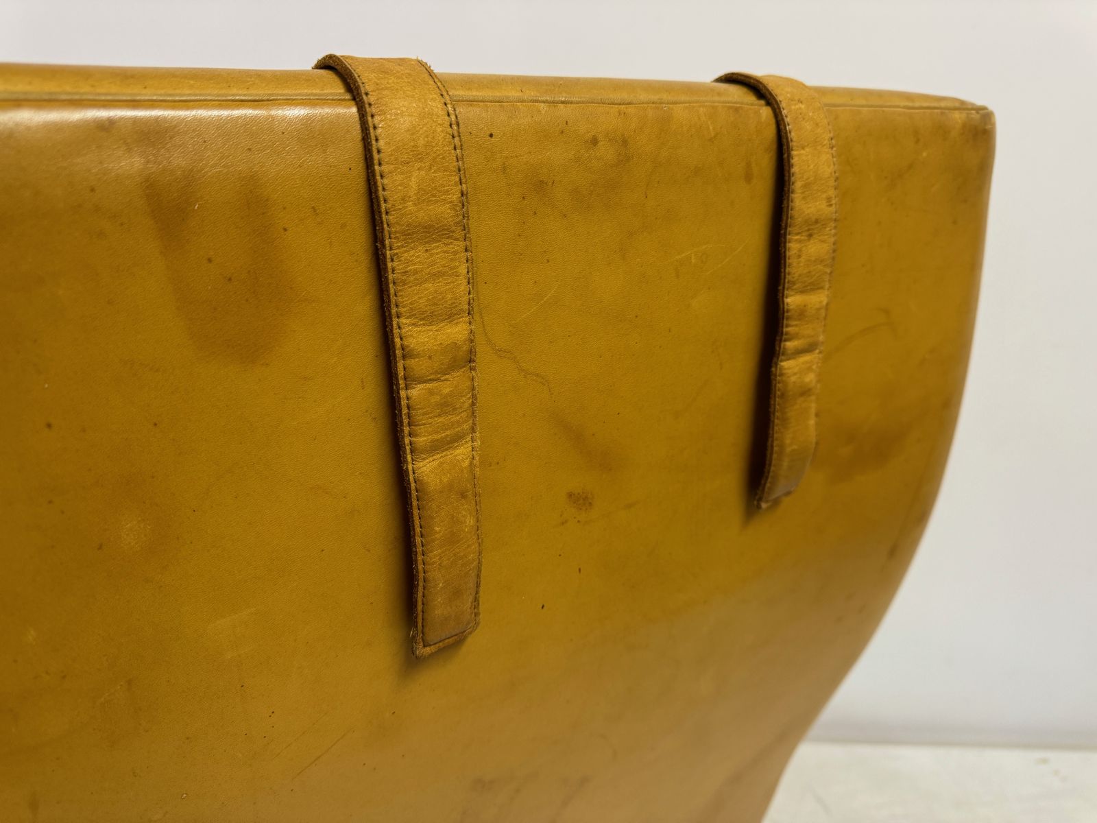 photo buy 1970s Patinated Leather Wingback Krister Armchair By Arne Norell