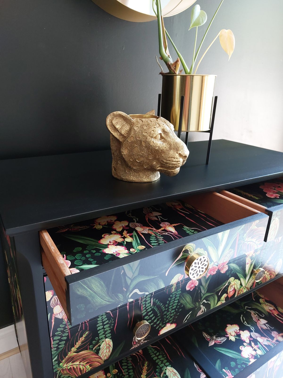 Vintage Stag Decoupaged Chest Of Drawers, Orchid Print, 6 Drawers photo 895.0