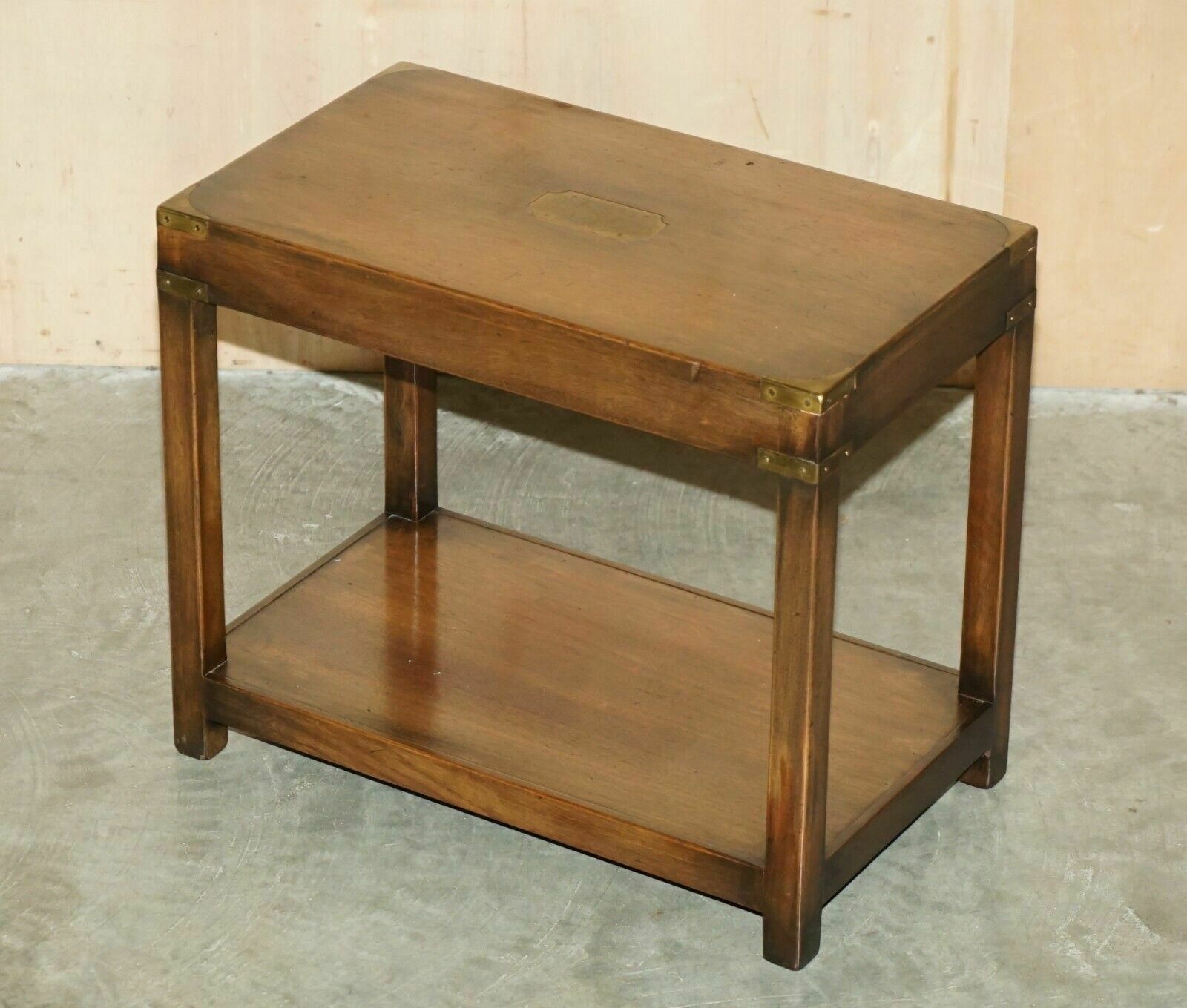 Lovely Harrods London Kennedy Military Campaign High Side End Table Mahogany photo furniture