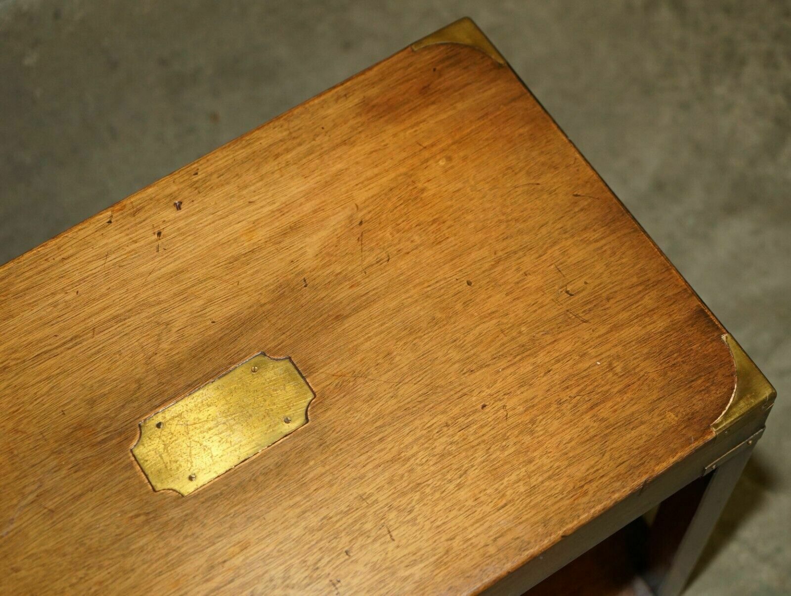 Lovely Harrods London Kennedy Military Campaign High Side End Table Mahogany photo vintage