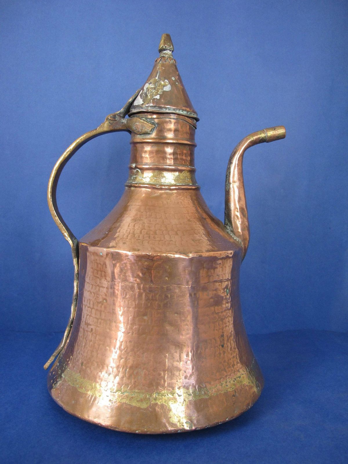 Antique Copper And Brass Coffee Pot. Arabic/Turkish/North African Dallah. Long Curved Spout   Decor Only   Not Watertight! photo furniture