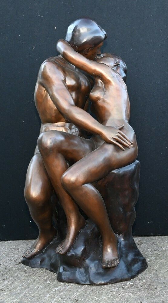 Lifesize Bronze The Kiss Statue After Rodin Garden Casting photo for sale