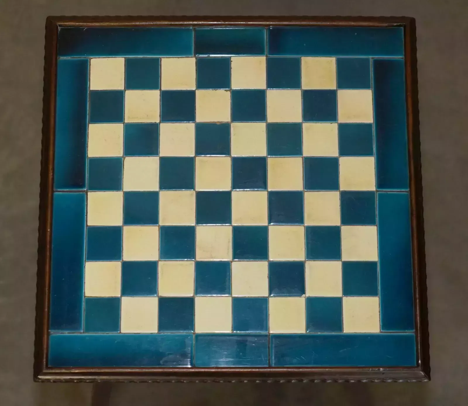 Antique Victorian Aesthetic Movement Style Tiled Top Chessboard Chess Table photo Furniture