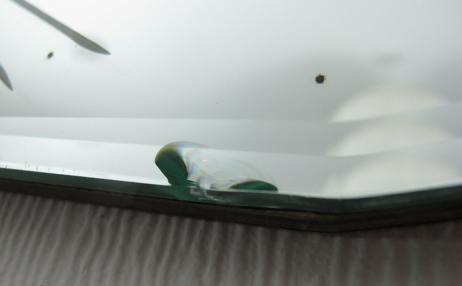 Wonderful Crinoline Lady, Cut Glass, Bevelled Edge Frame Less Art Deco Mirror. Ready To Hang On Original Visible Chain. photo buy