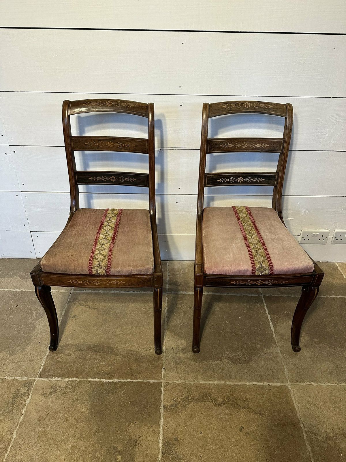 Pair Of Inlaid Chairs, 1800s