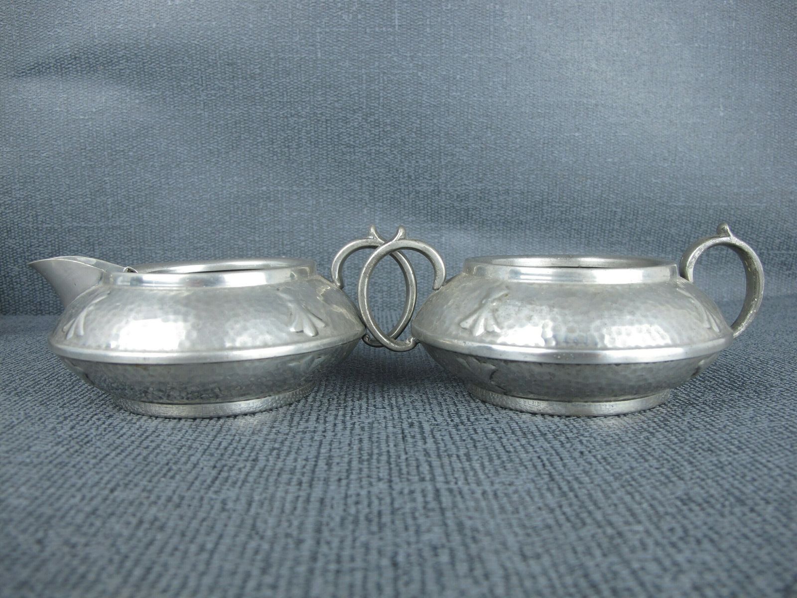 Stunning Vintage Art Deco English Pewter Three Piece Tea Set. Teapot, Milk Jug And Sugar Bowl. Bakelite Handles   Made By Civic photo Home Decor