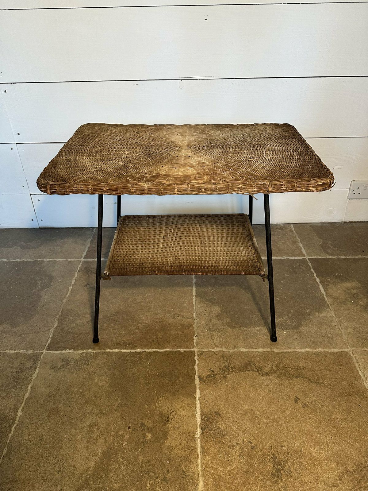 Pr Of Wicker Tables, 1960s, Vintage