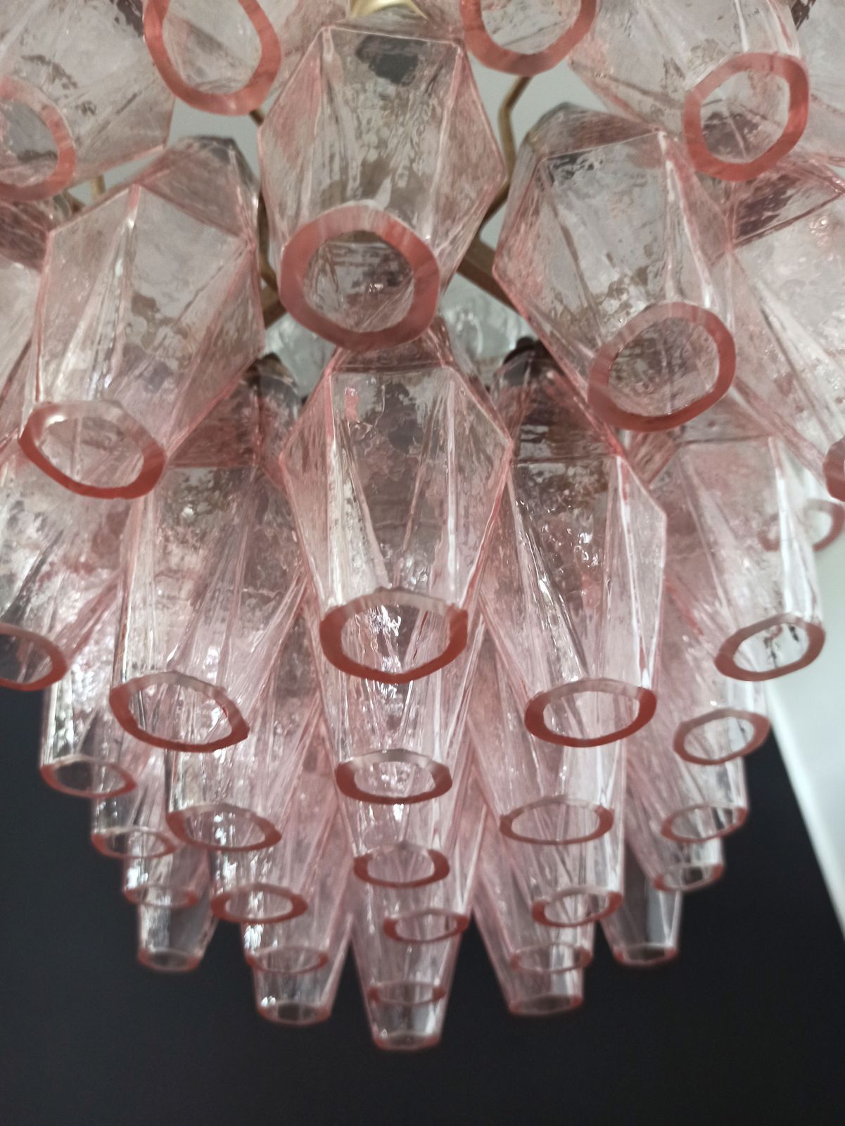 photo buy Elegant Murano Poliedri Chandelier   Carlo Scarpa   Pink Glasses