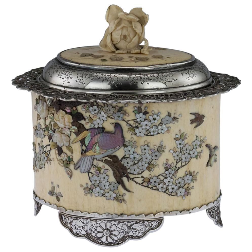 Antique 19th Century Japanese Solid Silver And Shibayama Koro, Circa 1890