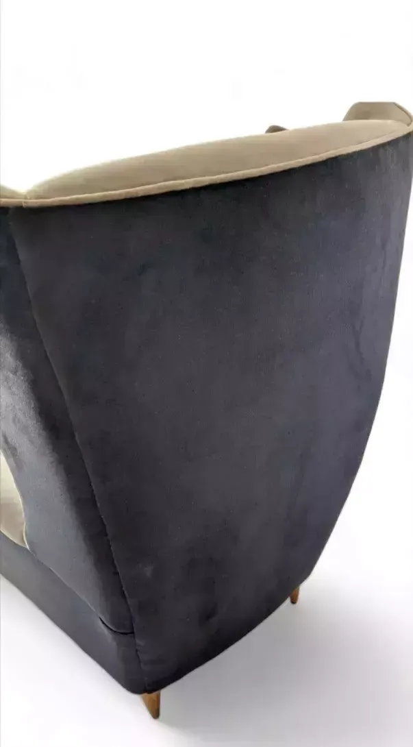Mid Century Italian Velvet Armchair In Style Of Gio Ponti Circa 50s Vintage photo 695.0