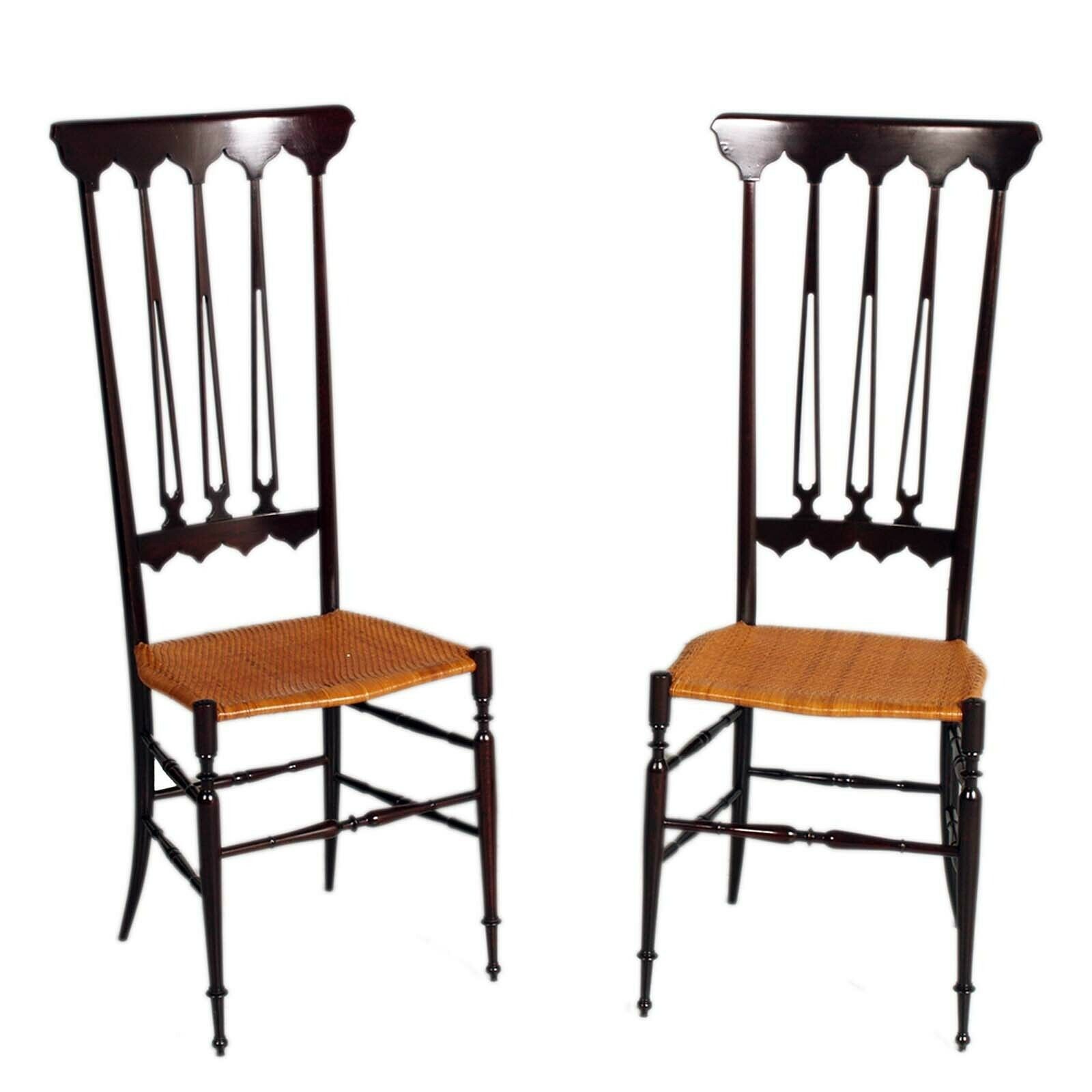 1950s Hight Back Chiavarina Chair By Gio Ponti For Sac Chiavari, Cane Seat