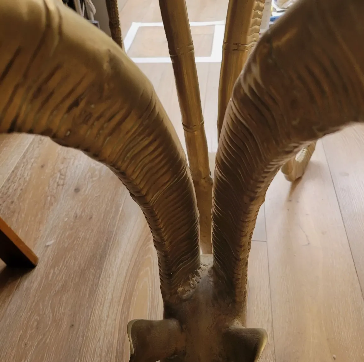 Ibex Rams Head Table Brass Maison Jansen Alain Chervet Vintage Mid Century 1of2 photo vinterior