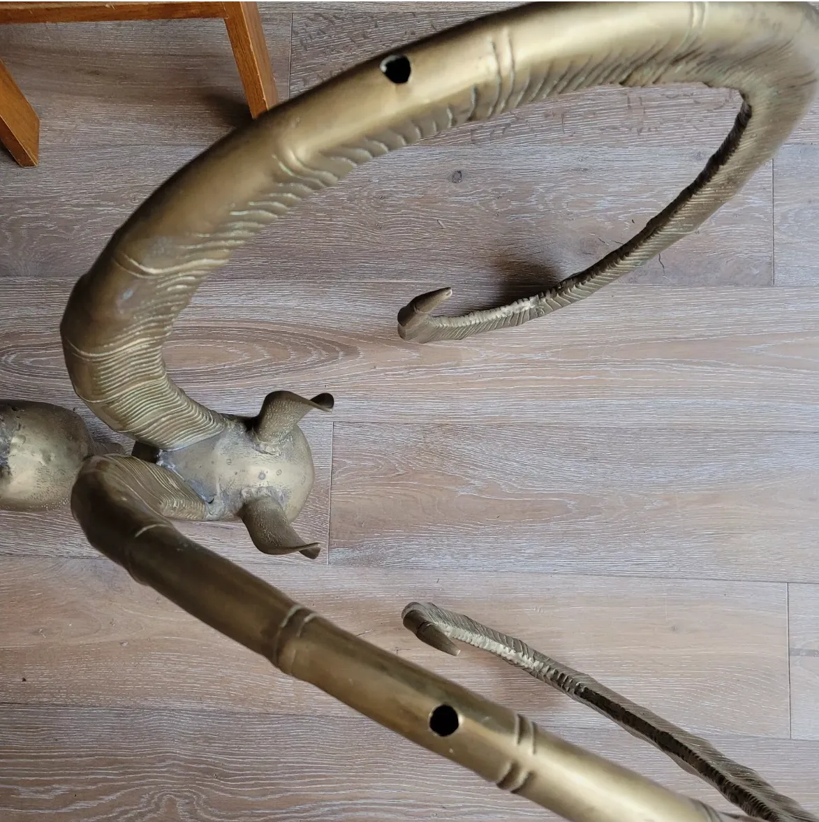 photo for sale Ibex Rams Head Table Brass Maison Jansen Alain Chervet Vintage Mid Century 1of2