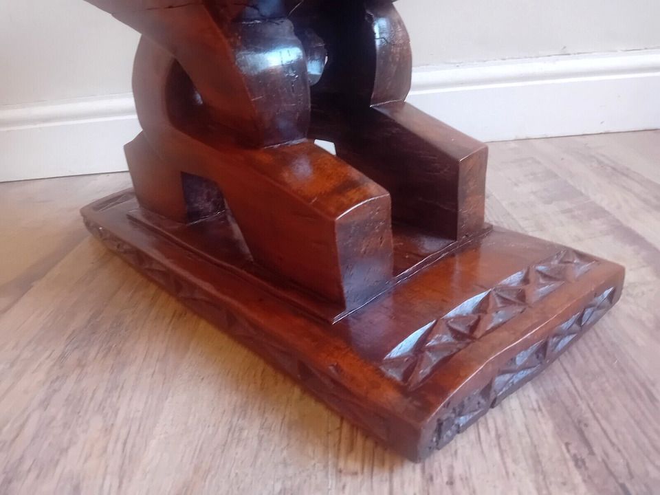Ghanaian Ashanti African Mid Century Hardwood Wisdom Knot Stool photo 285.0