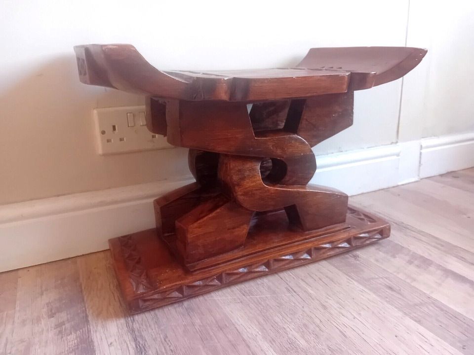 photo furniture Ghanaian Ashanti African Mid Century Hardwood Wisdom Knot Stool