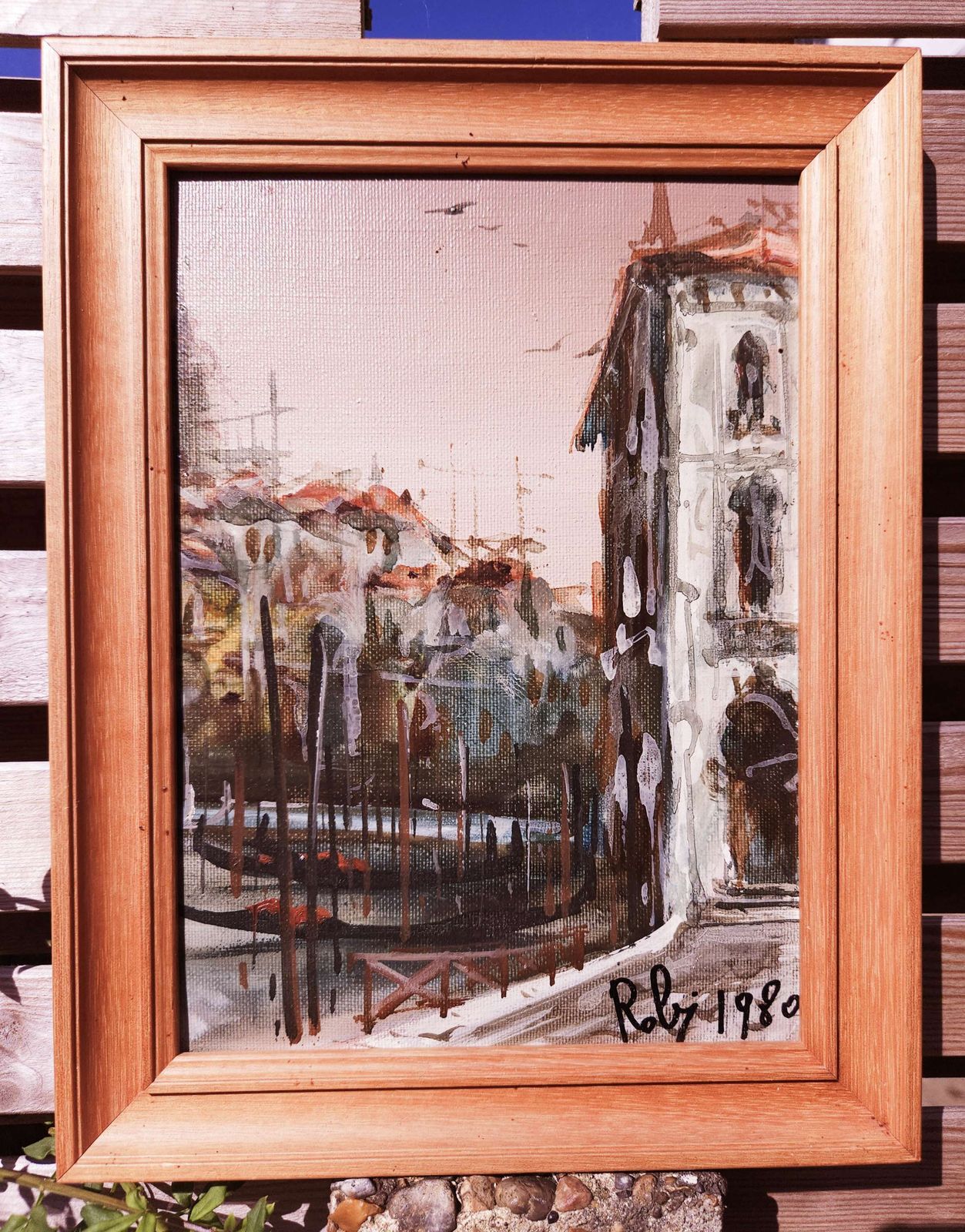 Small Oil On Canvas Of Venice, Signed By Artist & Dated 1980