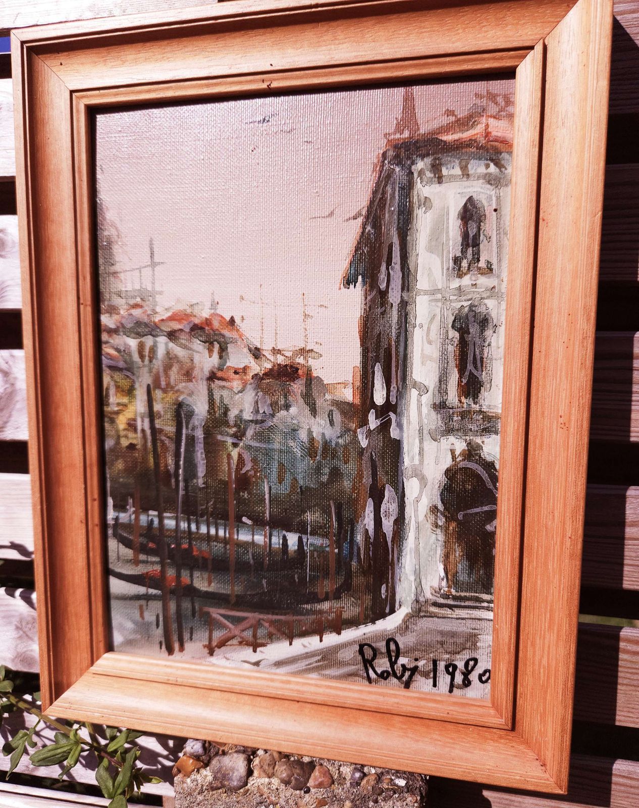Small Oil On Canvas Of Venice, Signed By Artist & Dated 1980 photo furniture