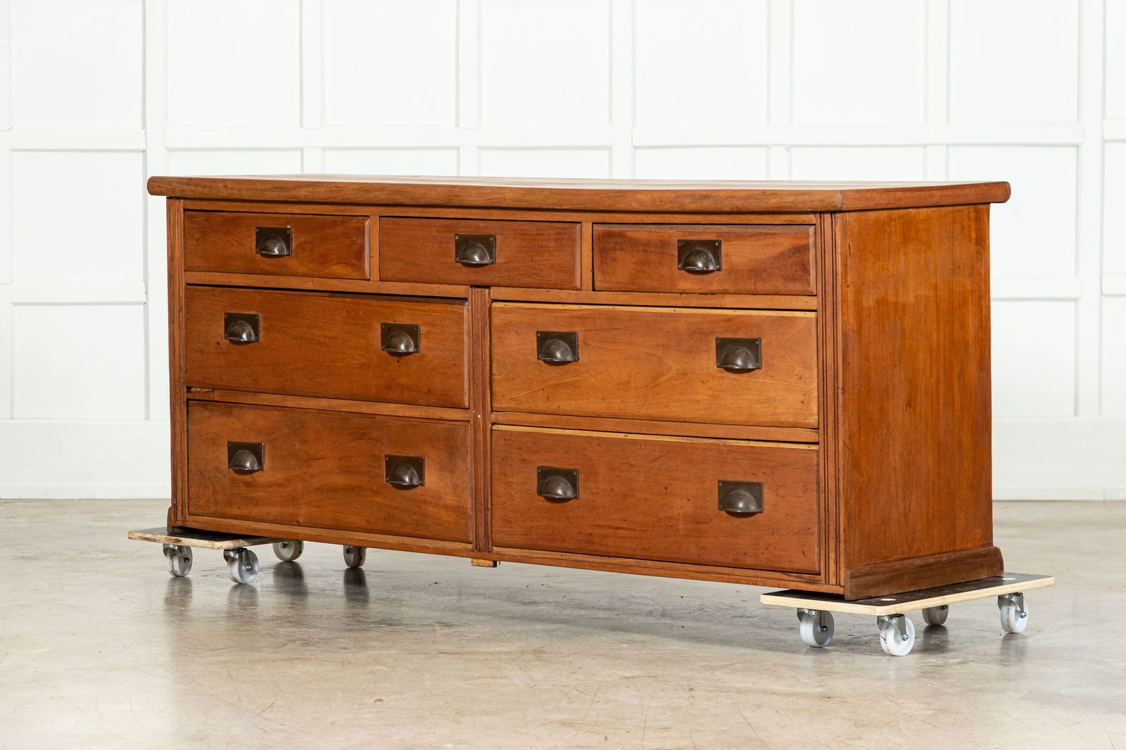 Large 19thc English Mahogany Bank Drawers photo Furniture