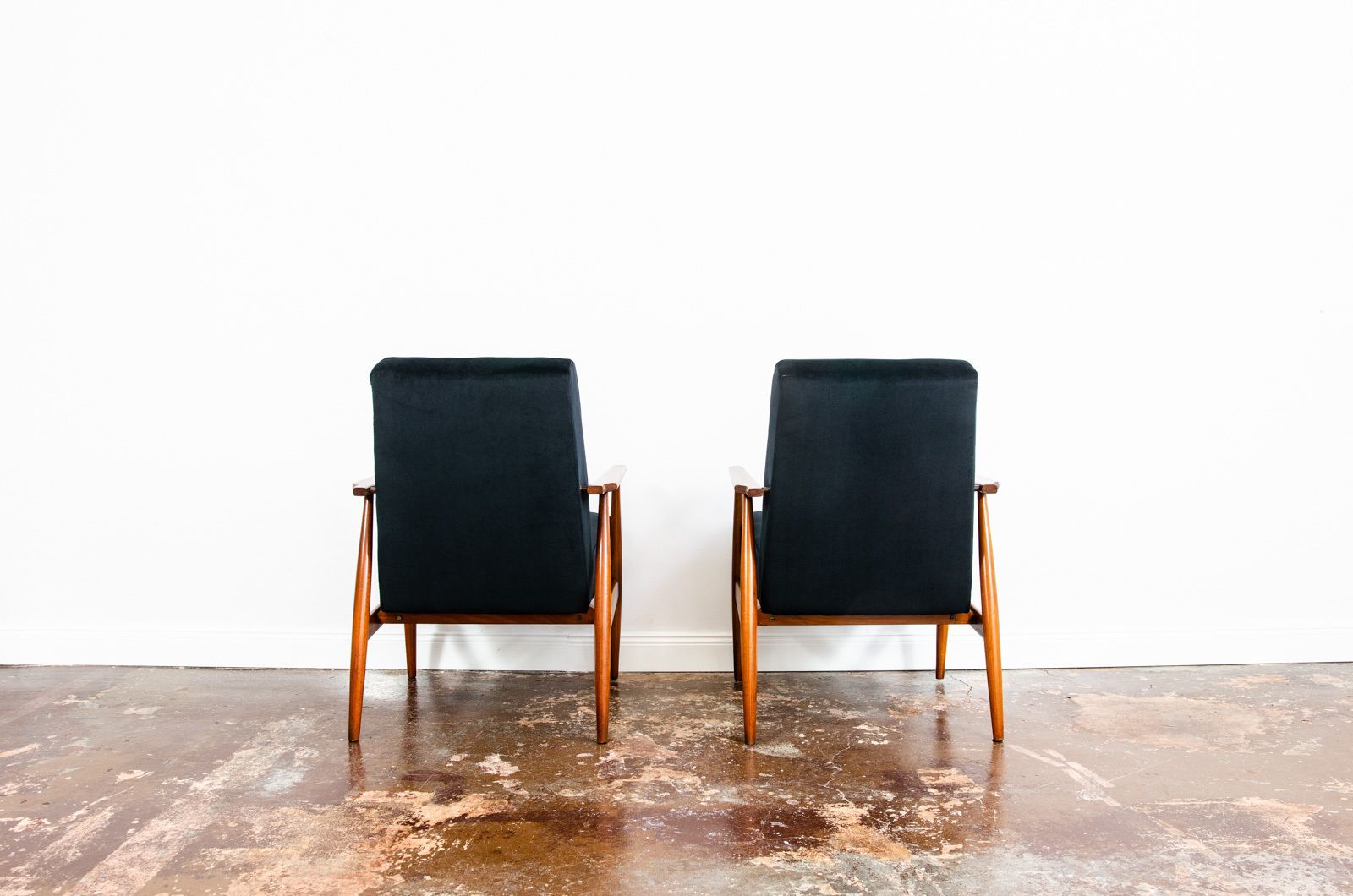 Pair Of Black Mid Century Armchairs By H. Lis, 1960's photo 1250.0