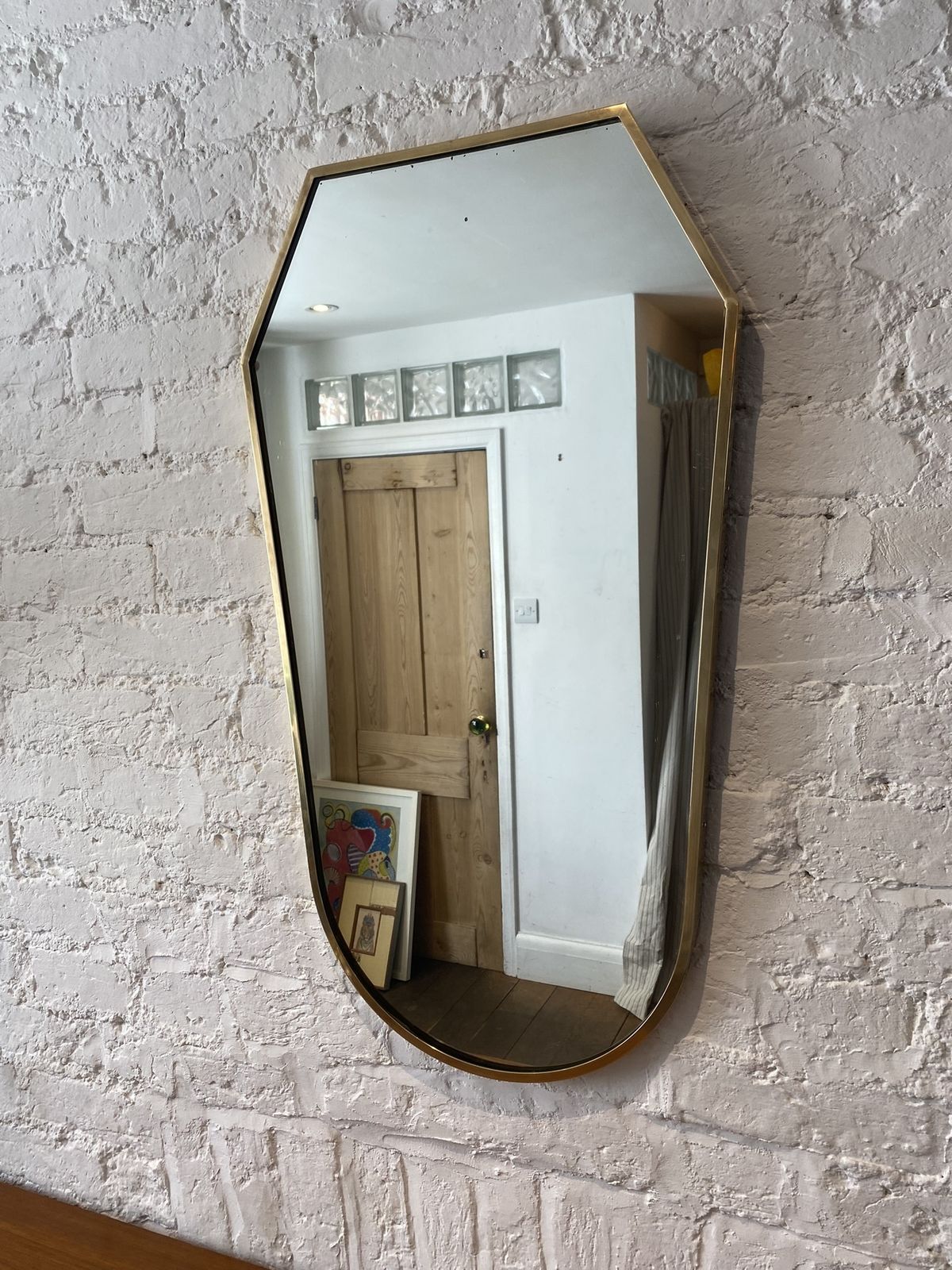 Mid Century Hollywood Regency Italian Brass Framed Mirror, 1950s photo for sale