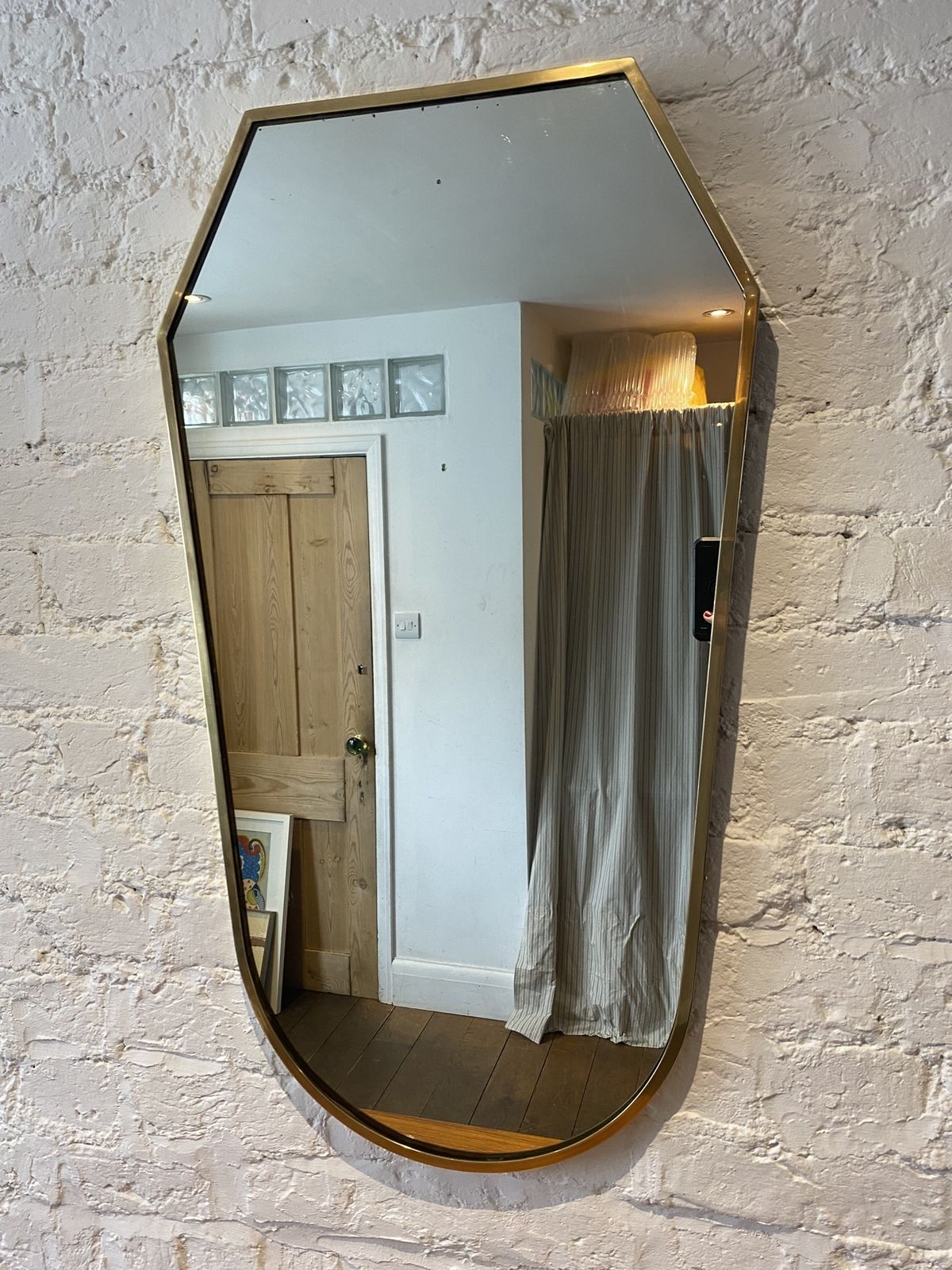 Mid Century Hollywood Regency Italian Brass Framed Mirror, 1950s photo 1250.0