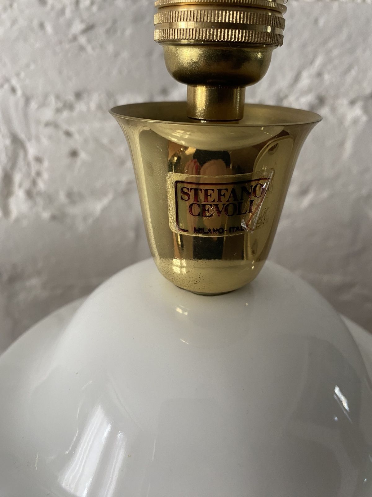Pair Of White & Gold Ceramic Table Lamps & Shades By Stefano Cevoli, Italian, 1980s photo vinterior
