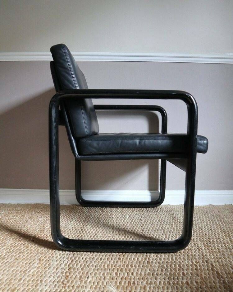 1970s Black Leather Hombre Armchair For Rosenthal photo Furniture
