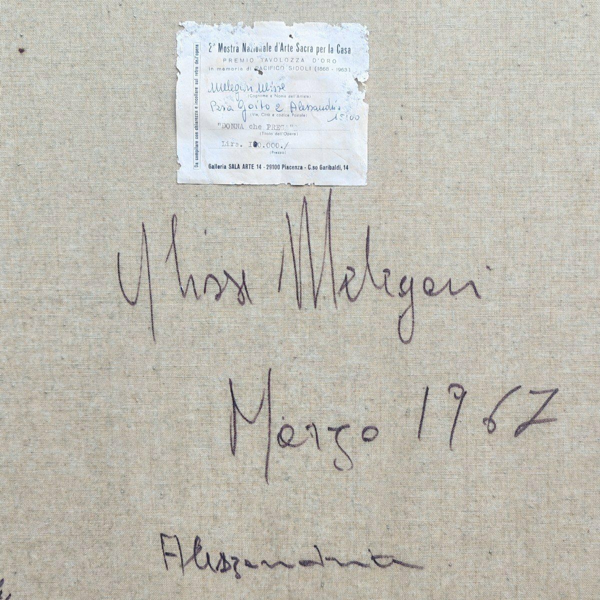Ulisse Melegari (né en 1935) Donna Che Prega photo Art