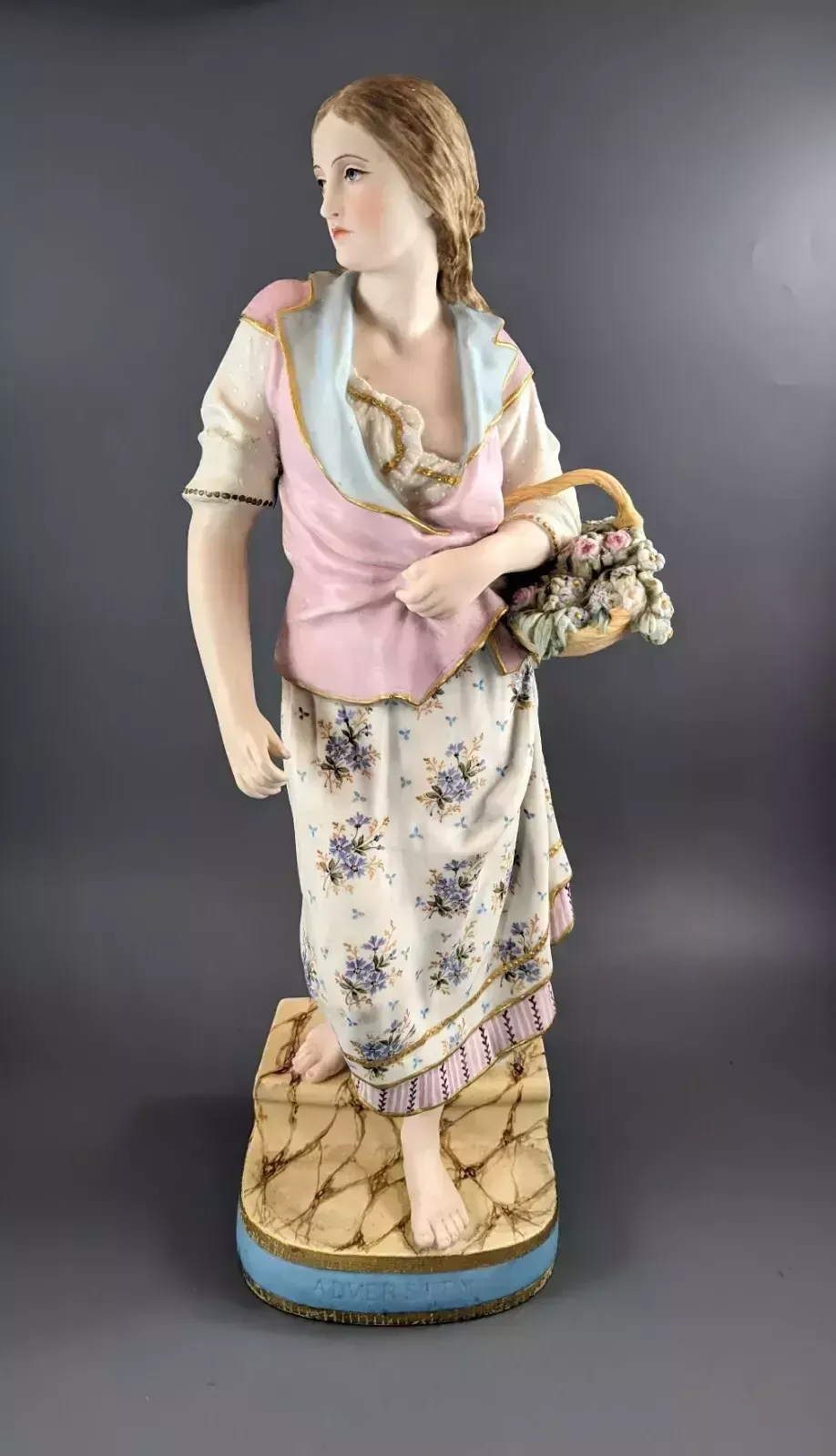 A Copeland Coloured Parian Figure 'Adversity' ,C.1870,Very Rare. photo furniture