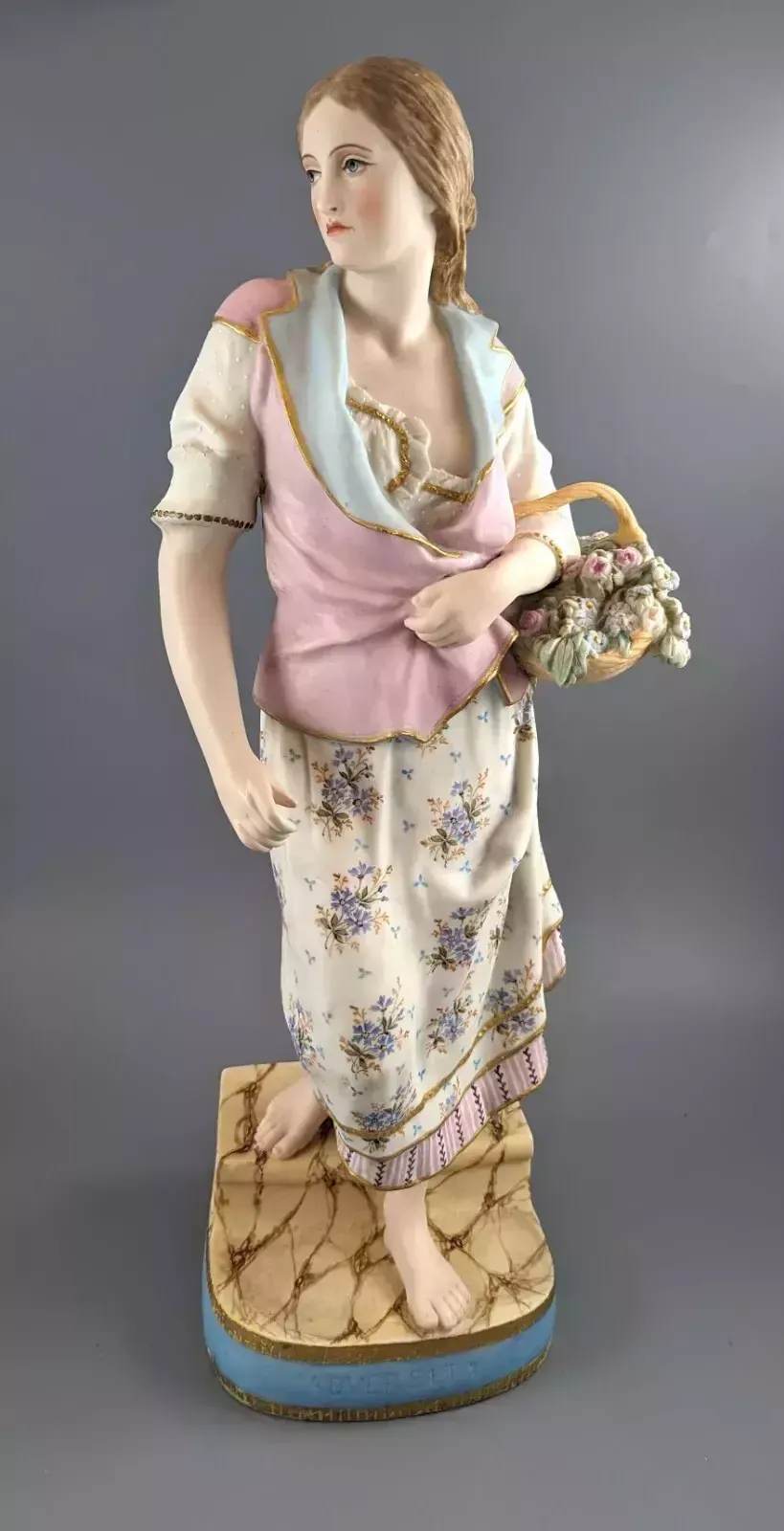 A Copeland Coloured Parian Figure 'Adversity' ,C.1870,Very Rare. photo for sale