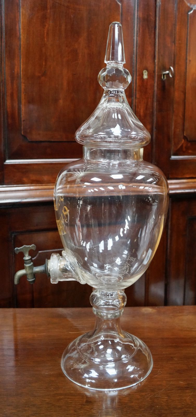 Large Antique Crystal Whiskey Dispenser photo for sale
