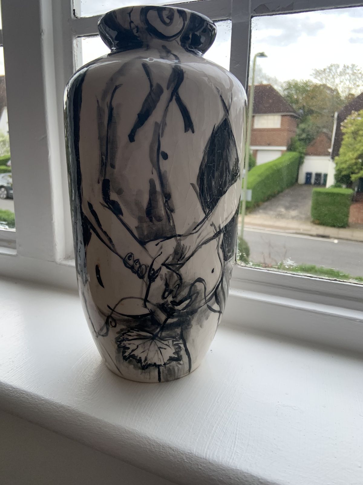 Fine Art Ceramic Vase 'Modesty Leaf 1' (Naked Vessels Range )Edition Numbered 5 With Authentication Created By Dave And Laura Froude, Folkstone, England photo 225.0