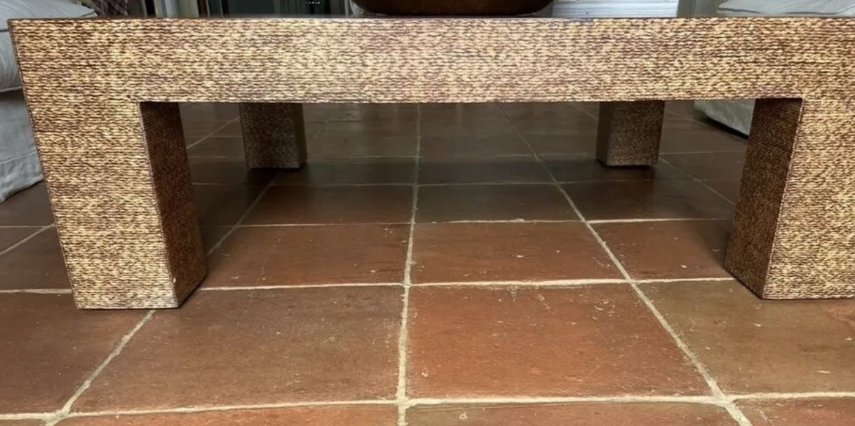 Andrew Martin Coffee Table, Wood And Acrylic   Sold As Seen A Few Cracks photo for sale
