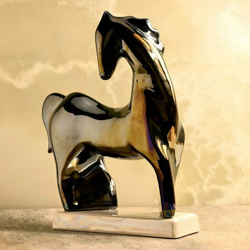Ceramic Chrome Horse, 1980s, Vintage photo for sale