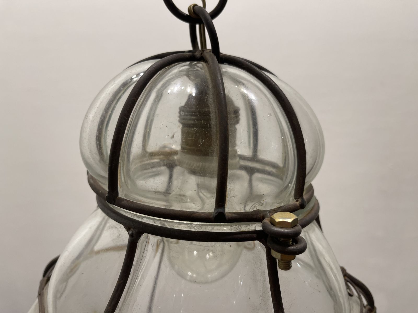 Large Wrought Iron Murano Glass Light Pendant photo buy