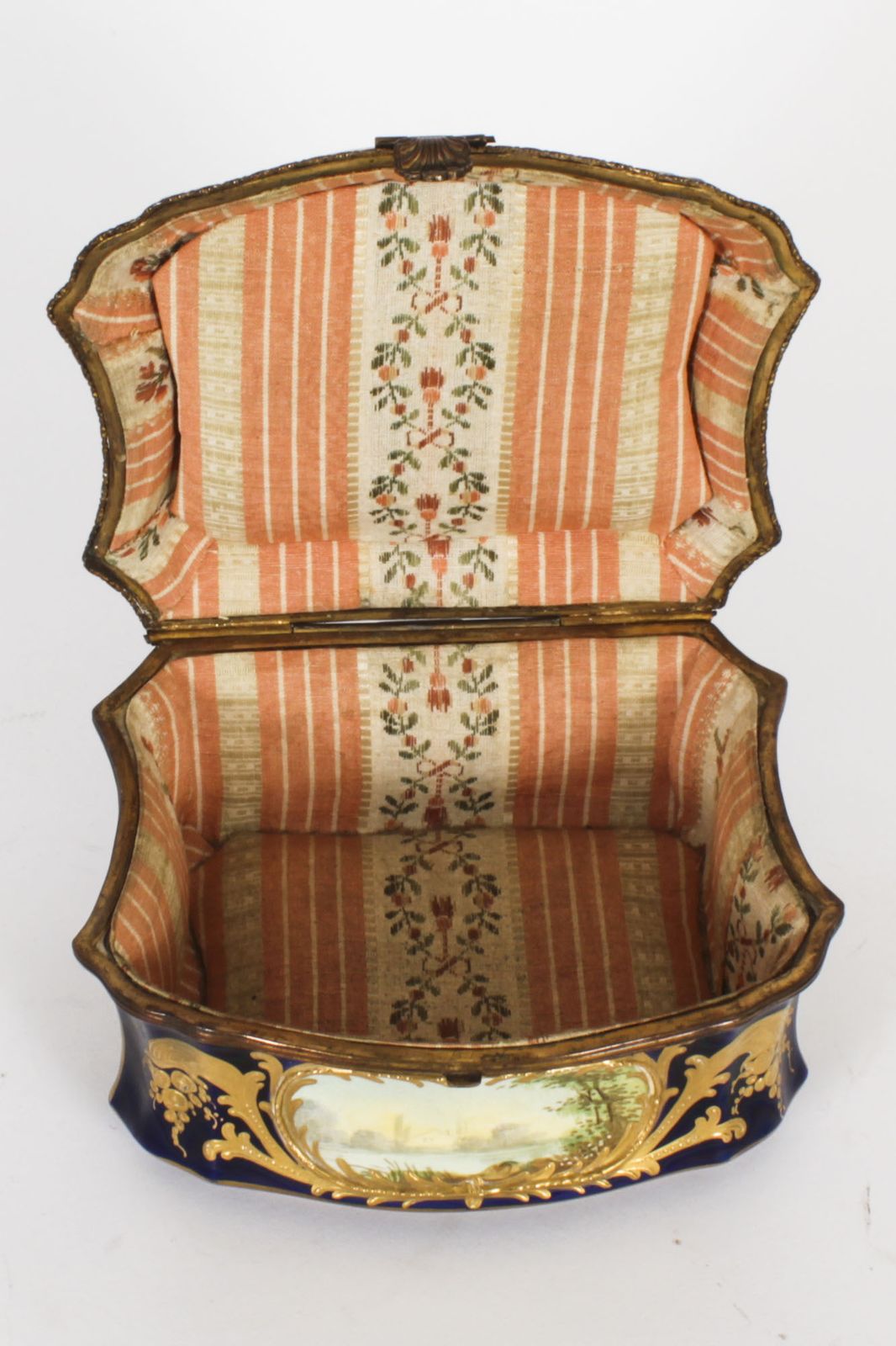 Antique French Sevres Cobalt Blue Porcelain Jewellery Casket 19th C photo furniture