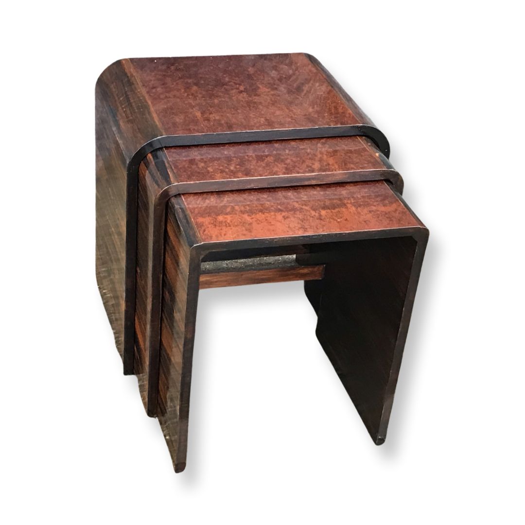 Art Deco Faux Rosewood/Bakelite English Nesting Tables By Ray Hille, Set Of 3 photo furniture