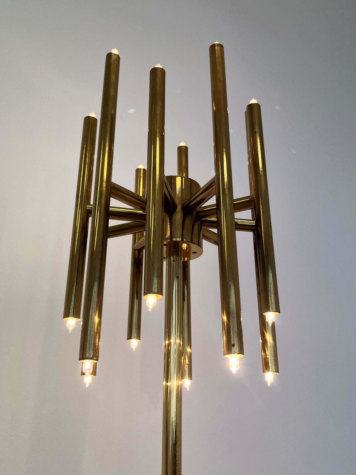 Mid Century Design Brass Floor Lamp, 1980s In Style Of Gaetano Sciolari photo 1402.0