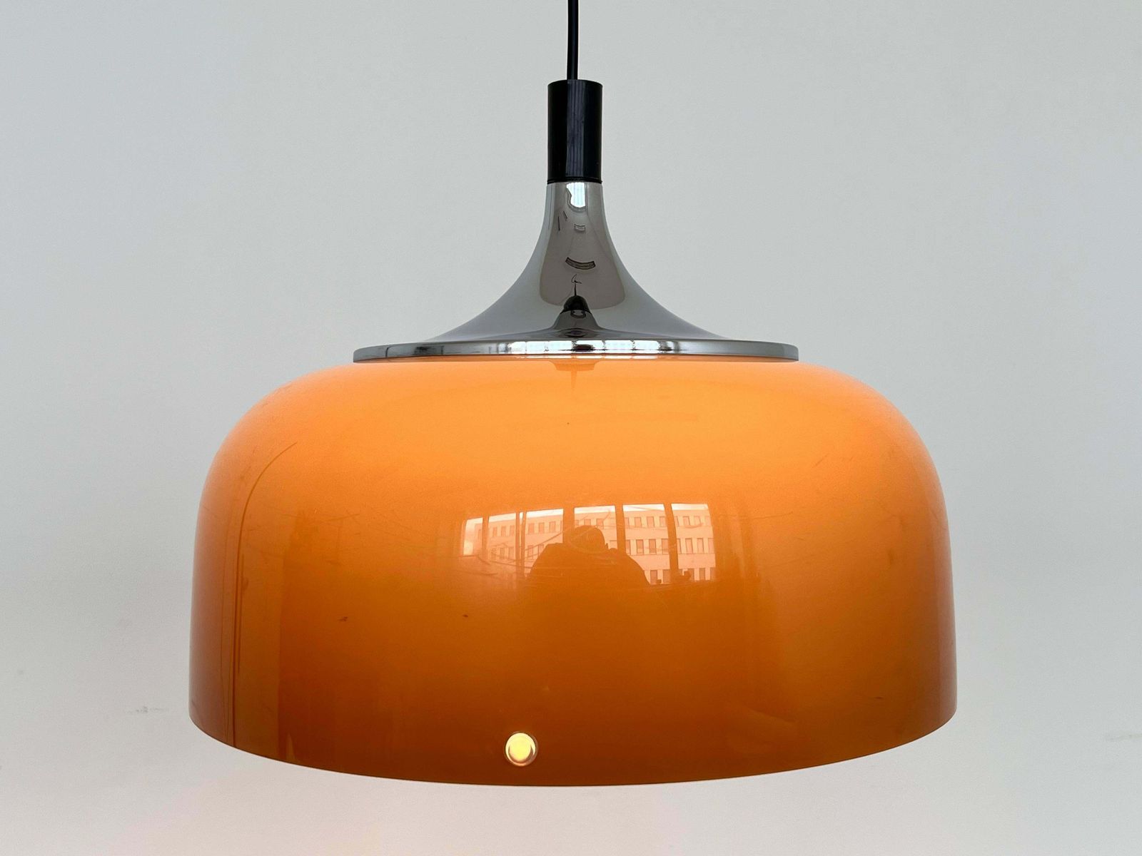 Midcentury Plastic Design Pendant Meblo, Harvey Guzzini, Italy, 1970s photo furniture