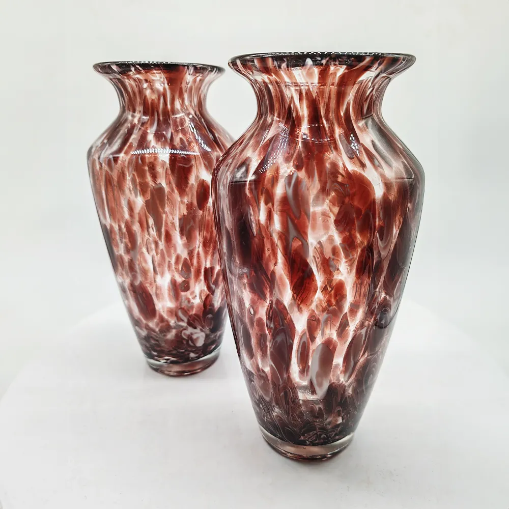 Vintage Pair Of Hand Made Vases In Murano Glass   1960s