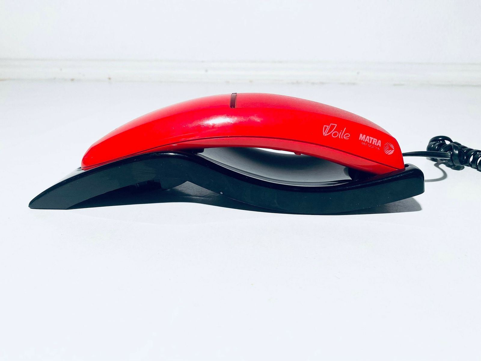 1980s Red Home Telephone Voile Matra / Vintage French Design photo vintage