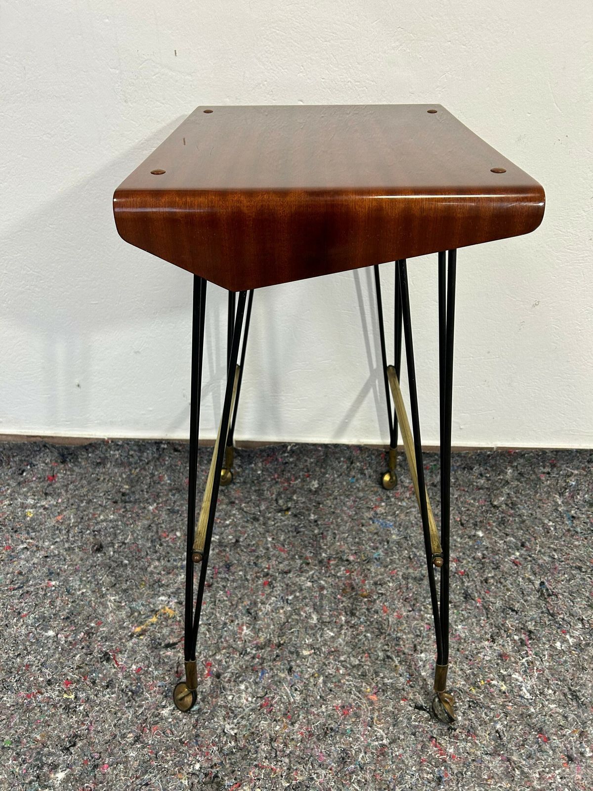 1940s Italian Carrello Tv Side Table On Wheels Patinated Elegance From Italy photo vinterior