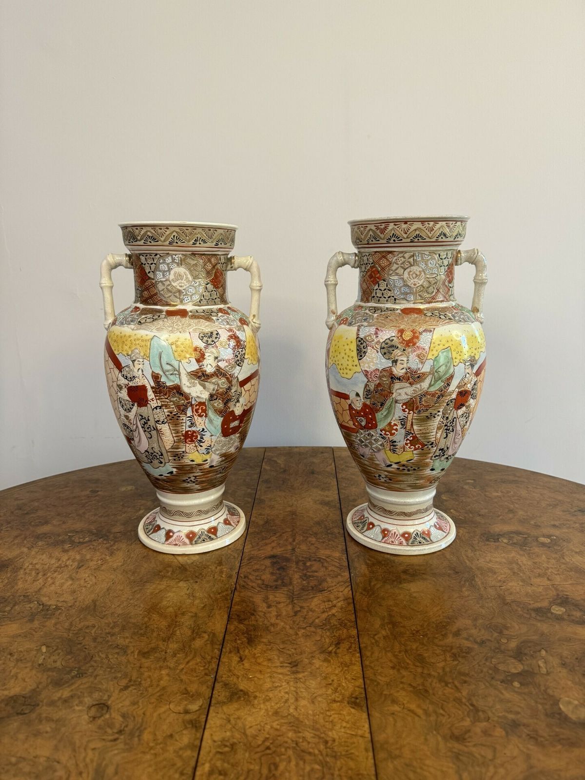 Quality Pair Of Large Antique Japanese Satsuma Vases